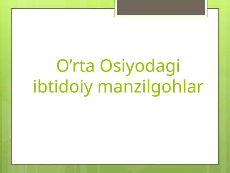 O'rta Osiyodagi ibtidoiy manzilgohlar