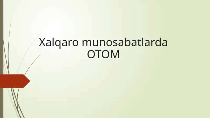 Xalqaro munosabatlarda OTOM