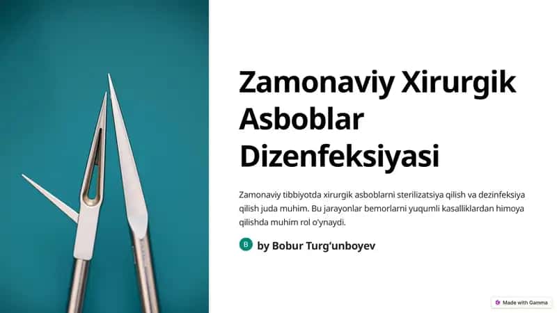 Zamonaviy Xirurgik Asboblar Dizenfeksiyasi