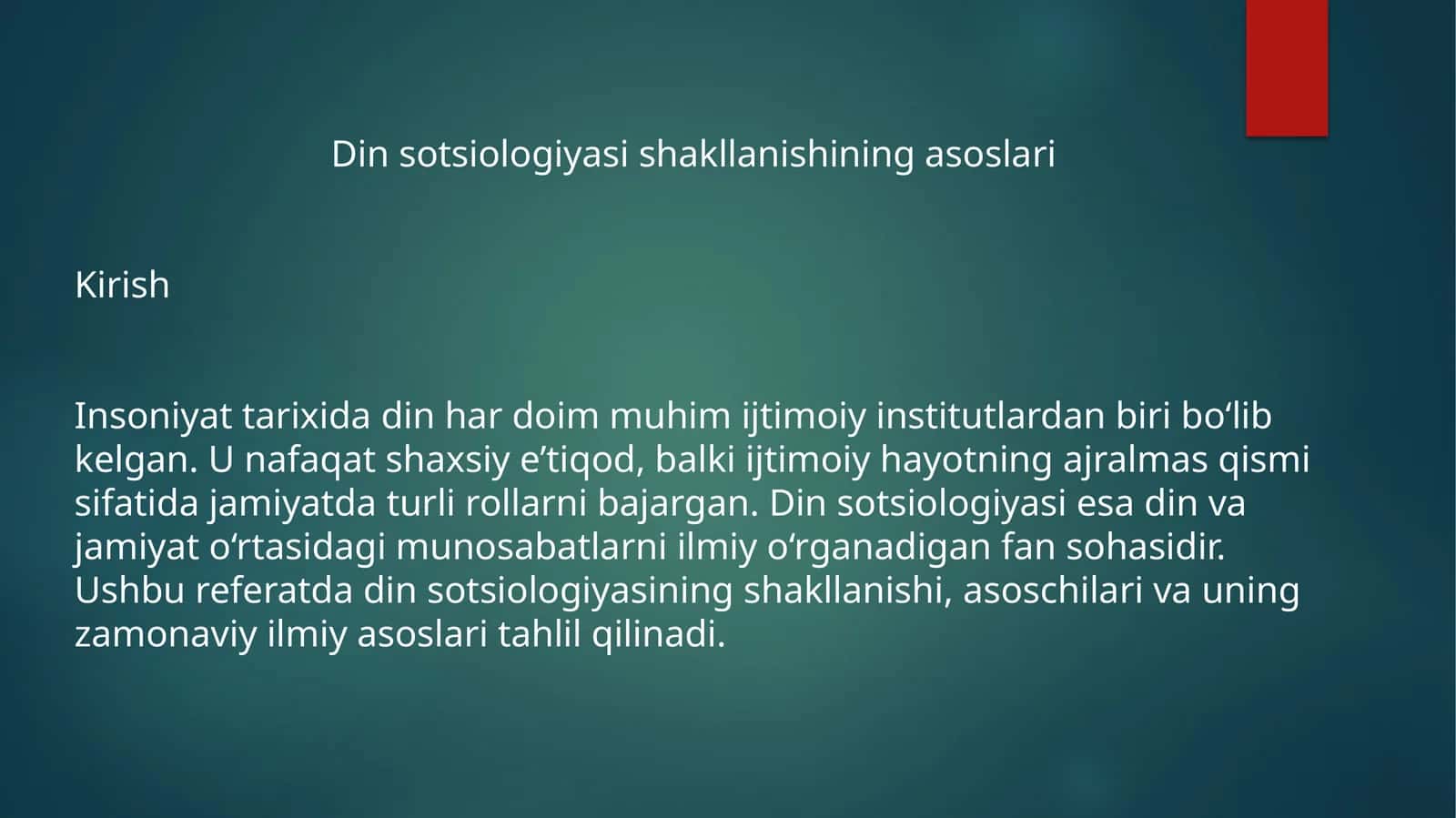 Din sotsiologiyasi shakllanishining asoslari