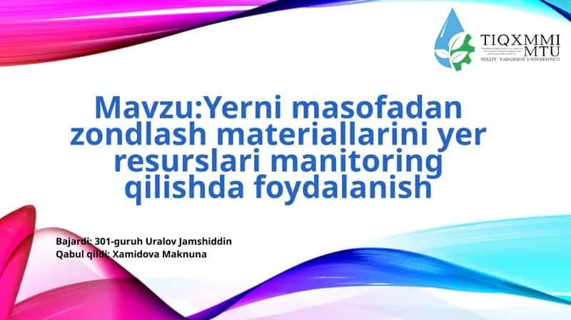 Yernimasofadanzondlashmateriallariniyerresurslarimanitoringqilishdafoydalanish