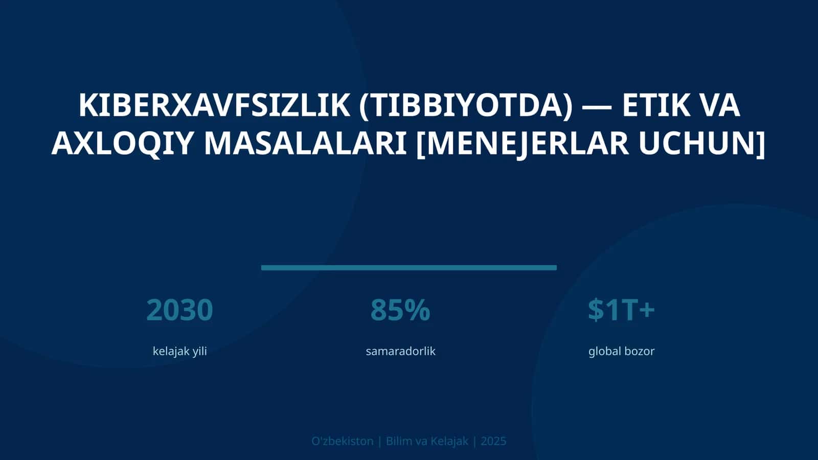 KIBERXAVFSIZLIK (TIBBIYOTDA) — ETIK VA AXLOQIY MASALALARI [MENEJERLAR UCHUN]