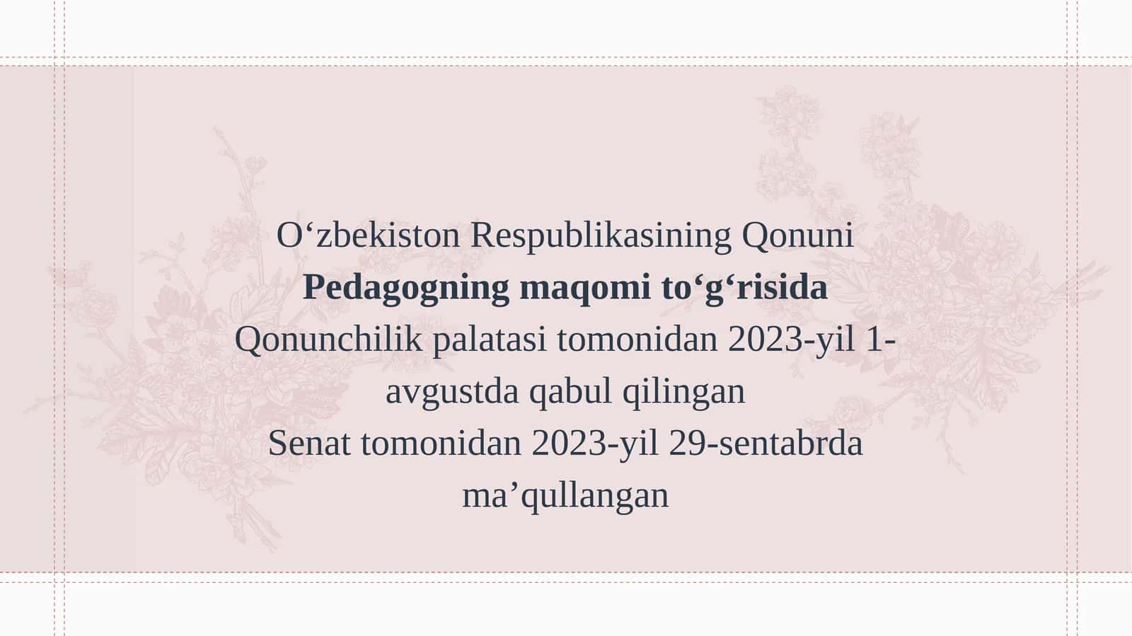 Pedagogning maqomi to'g'risida qonunchilik