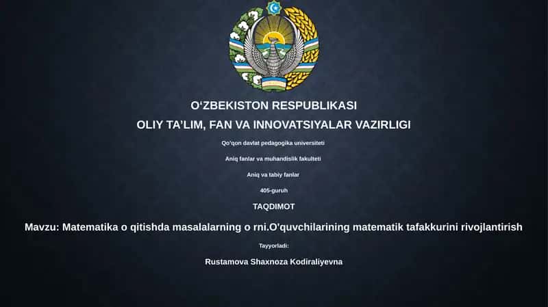 Matematika o'qitishda masalalarning o'rni