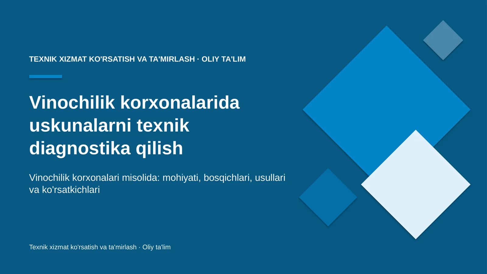 vinochilik korxonalarida uskunalarni texnik diagnostika qilish 5424