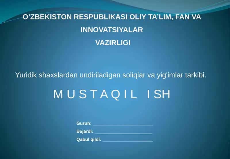 Yuridik shaxslar soliqlari va yig'imlari