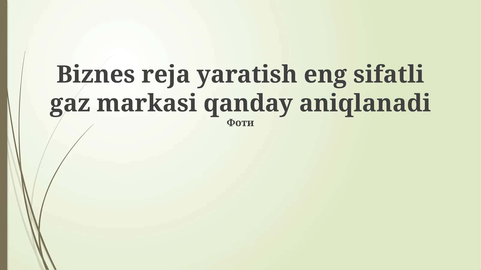 Biznes reja yaratish eng sifatli gaz markasi qanday aniqlanadi