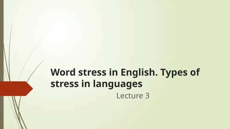Word stress in English. Types of stress in languages