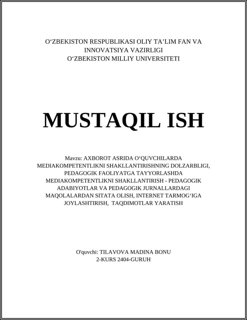 AXBOROT ASRIDA O‘QUVCHILARDA MEDIAKOMPETENTLIKNI SHAKLLANTIRISHNING DOLZARBLIGI, PEDAGOGIK FAOLIYATGA TAYYORLASHDA MEDIAKOMPETENTLIKNI SHAKLLANTIRISH - PEDAGOGIK ADABIYOTLAR VA PEDAGOGIK JURNALLARDAGI MAQOLALARDAN SITATA OLISH, INTERNET TARMOG‘IGA JOYLASHTIRISH, TAQDIMOTLAR YARATISH