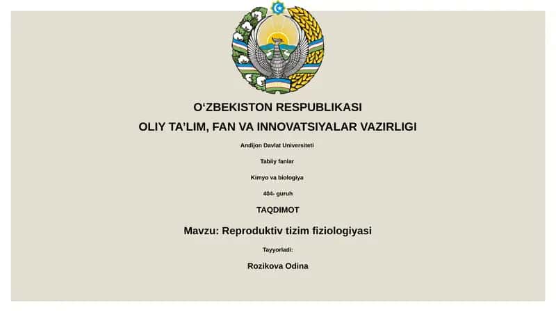 Reproduktiv tizim fiziologiyasi