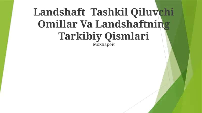 Landshaft Tashkil Qiluvchi Omillar Va Landshaftning Tarkibiy Qismlari