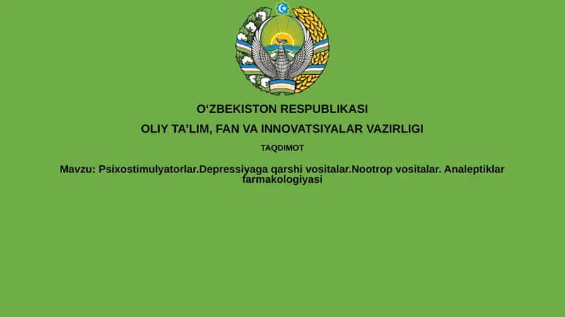 Psixostimulyatorlar, Antidepressantlar, Nootrop dorilar va Analeptiklar