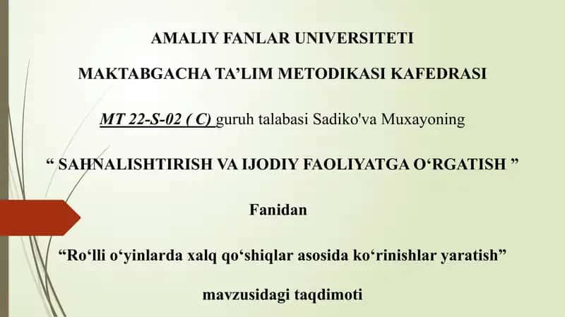 Roʻlli oʻyinlarda xalq qoʻshiqlar asosida koʻrinishlar yaratish
