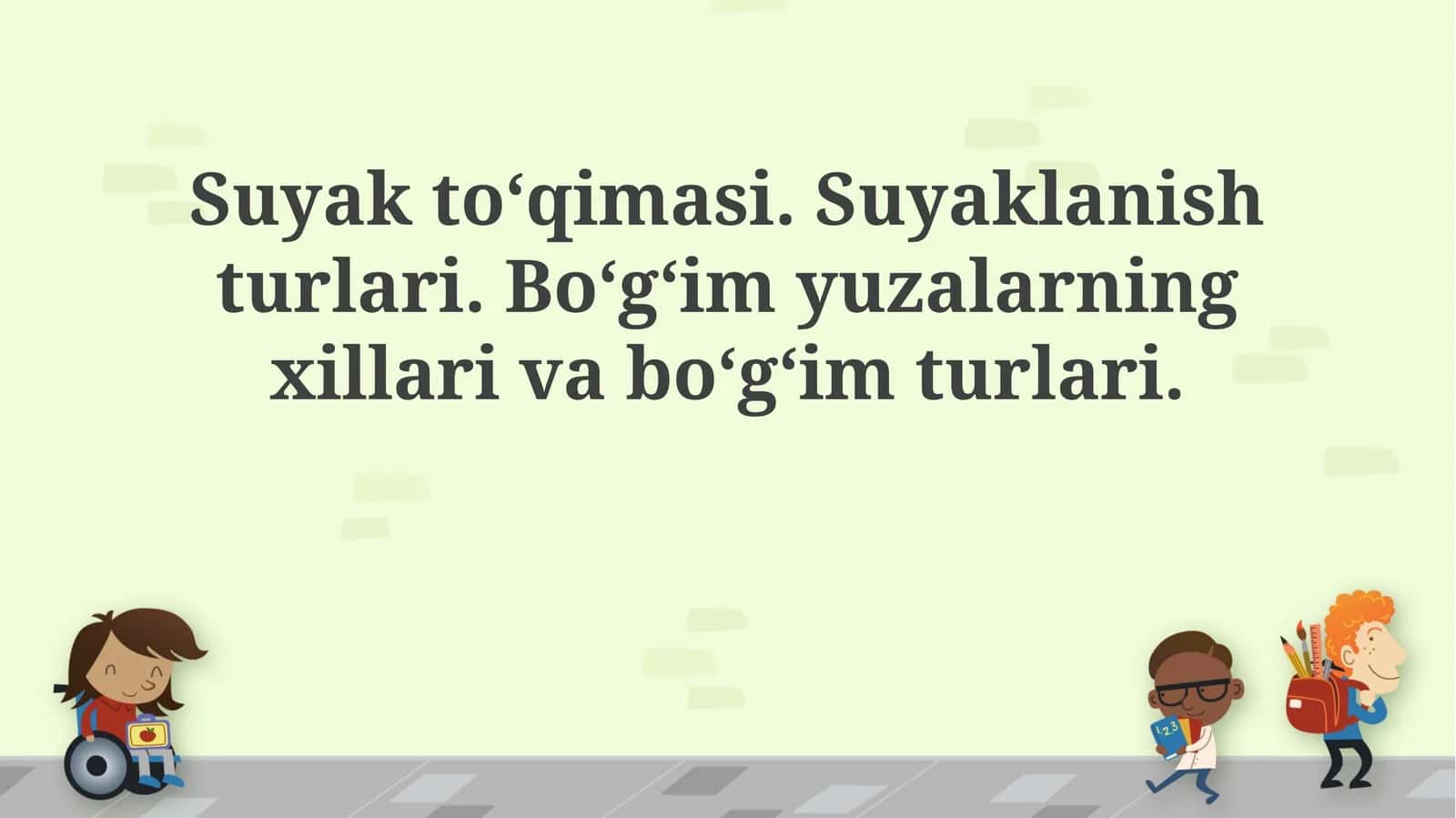 Suyak to‘qimasi. Suyaklanish turlari. Bo‘g‘im yuzalarning xillari va bo‘g‘im turlari