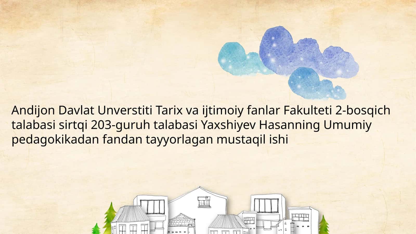 Umumiypedagokikadanfandan tayyorlaganmustaqilishi