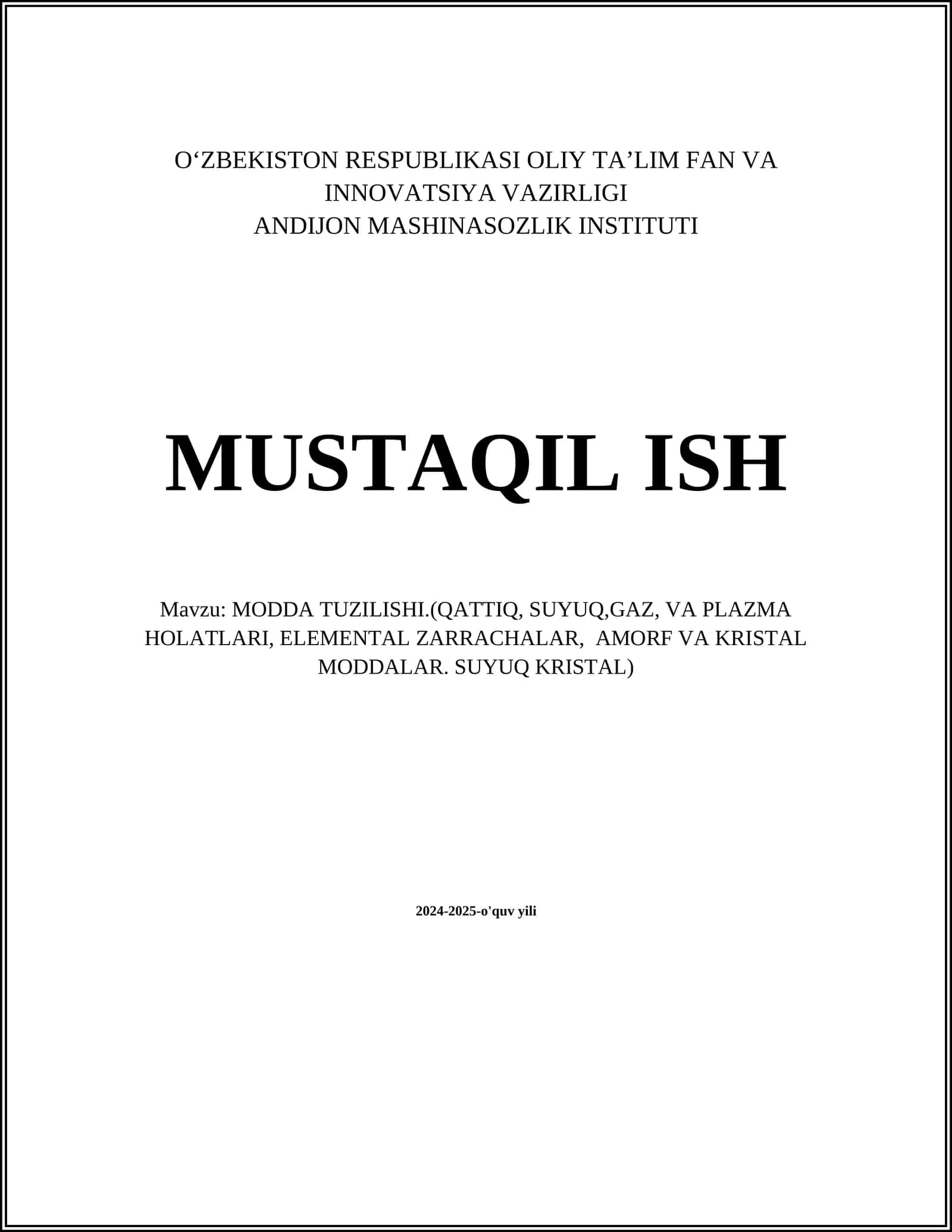 MODDA TUZILISHI
