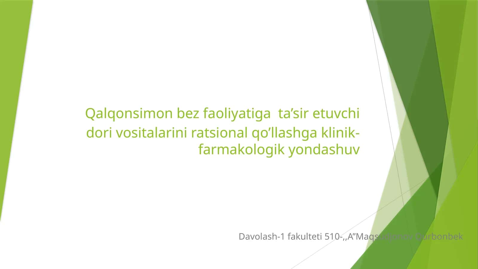 Qalqonsimon bez faoliyatiga ta’sir etuvchi dorivor vositalarini ratsional qo’llashga klinik-farmakologik yondashuv