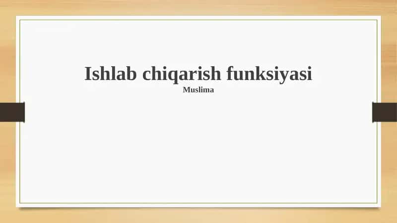 Ishlab chiqarish funktsiyasi