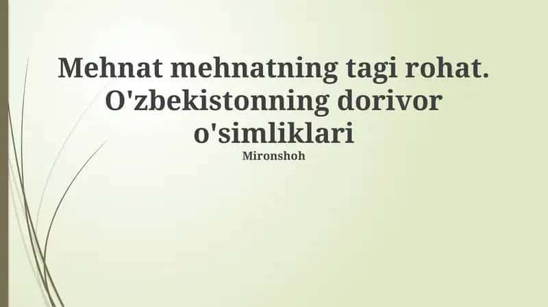 O'zbekistonning dorivor o'simliklari