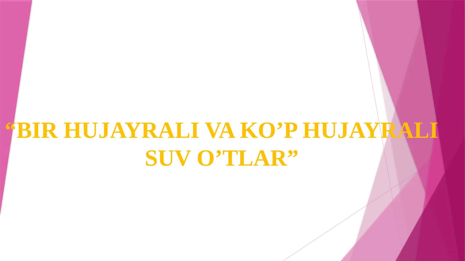 BIR HUJAYRALI VA KO’P HUJAYRALI SUV O’TLAR