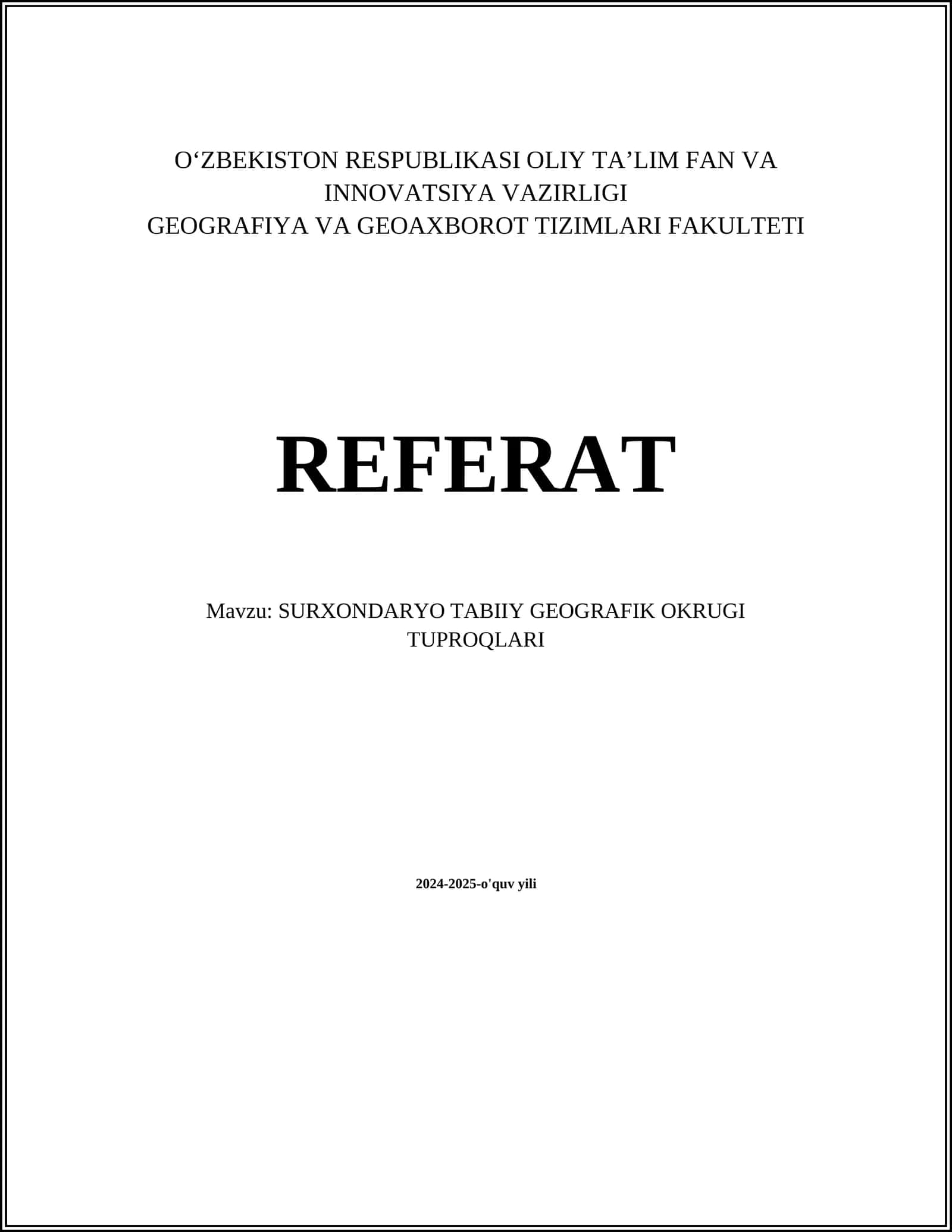 SURXONDARYO TABIIY GEOGRAFIK OKRUGI TUPROQLARI