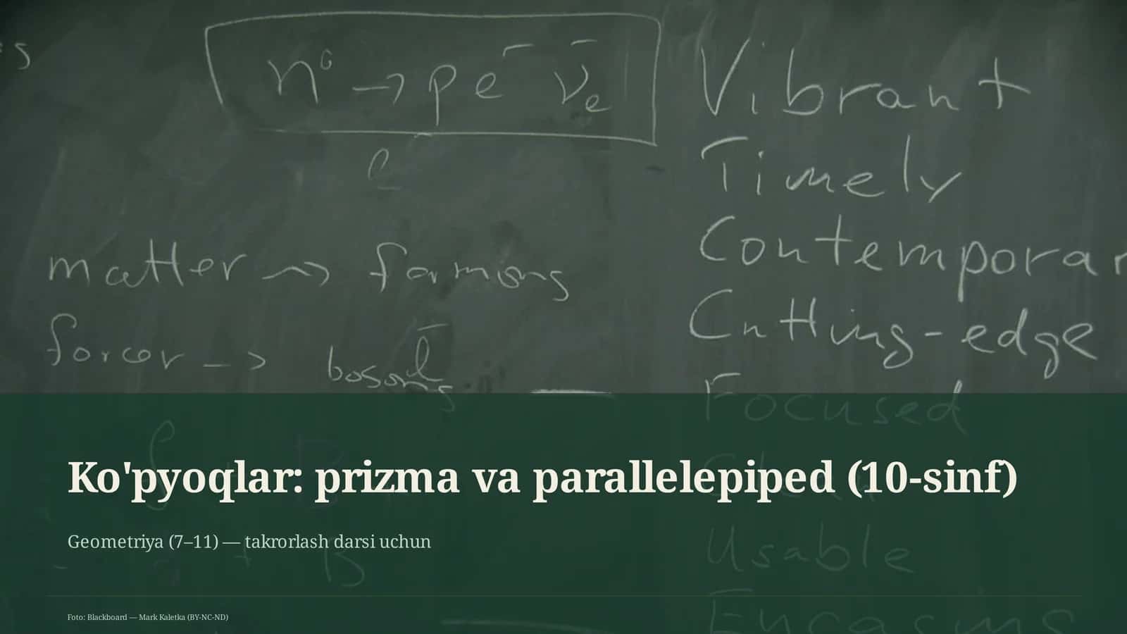 Ko'pyoqlar: prizma va parallelepiped (10-sinf)