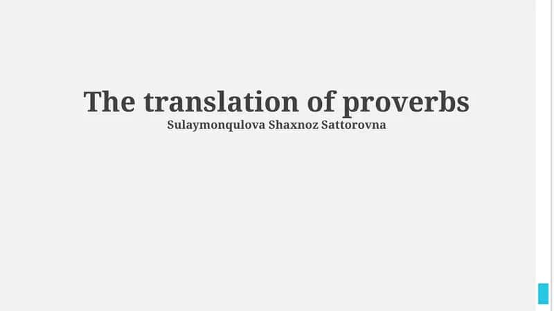 The translation of proverbs