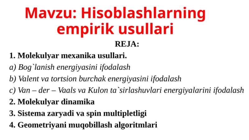 Hisoblashlarning empirik usullari
