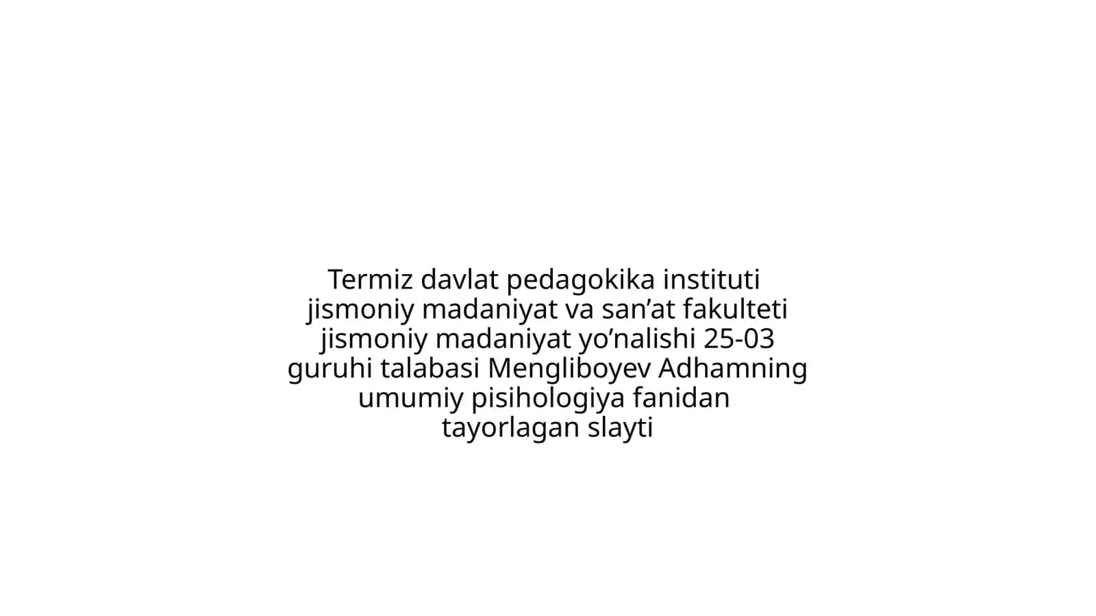 Jismoniy madaniyat va san'at fakulteti jismoniy madaniyat yo'nalishi