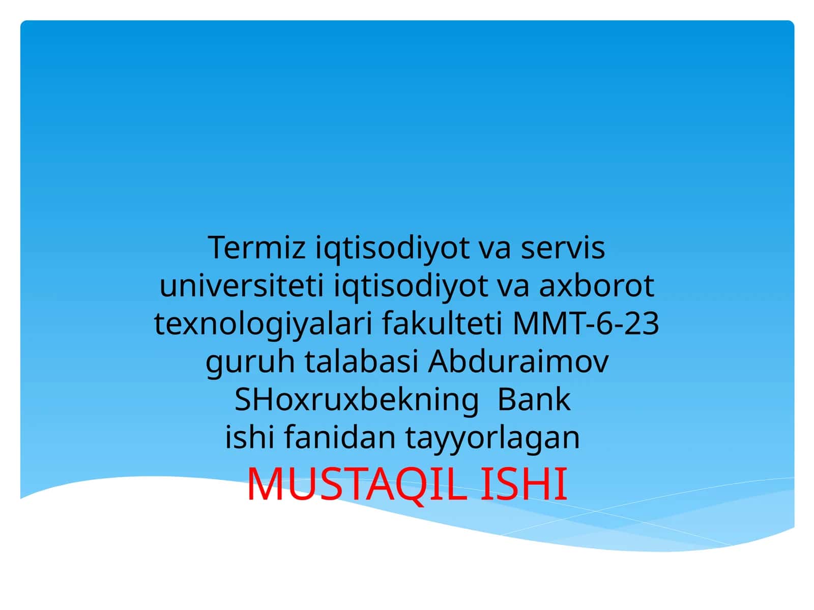 O’zbekiston Respublikasi bank tizimi va boshqa kredit muassasalari