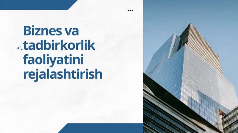 Biznes va tadbirkorlik faoliyatini rejalashtirish