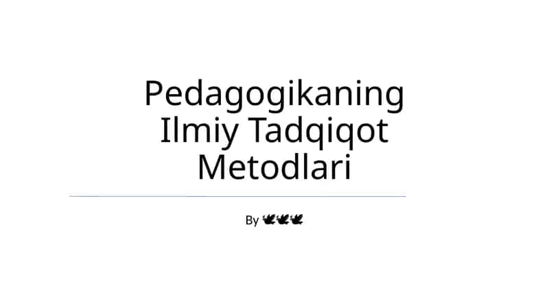 Pedagogikaning Ilmiy Tadqiqot Metodlari