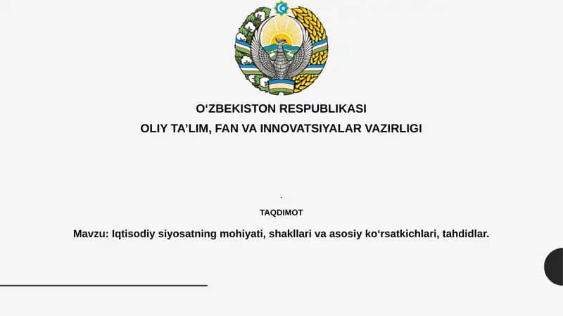 Iqtisodiysiyosatningmohiyati,shakllarivaasosiyko‘rsatkichlari,tahdidlar