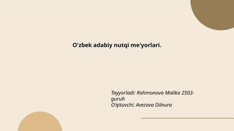 O'zbek adabiy nutqi me'yorlari
