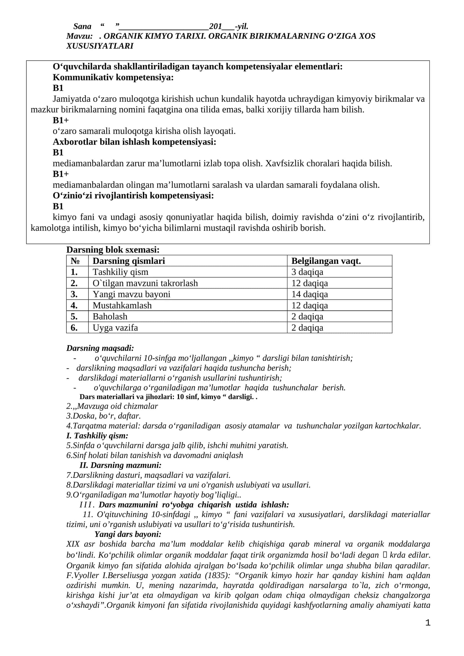 ORGANIK KIMYO TARIXI