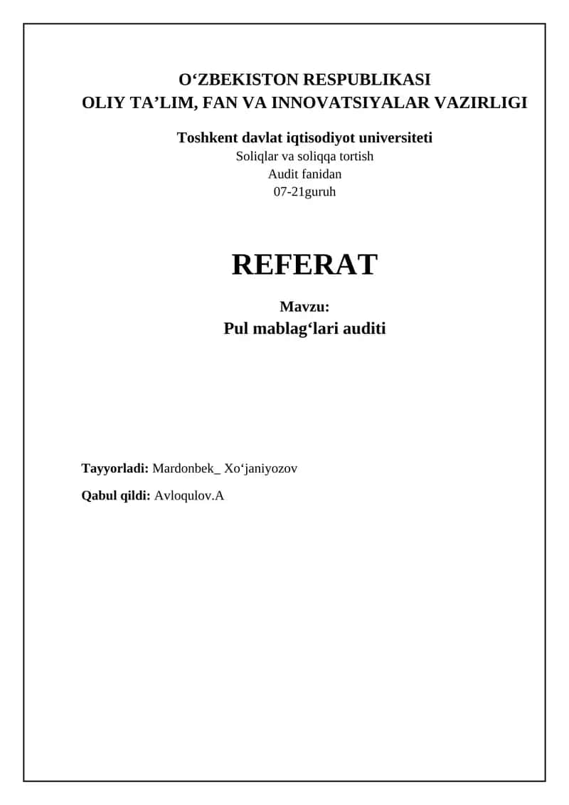 Pul mablagʻlari auditi