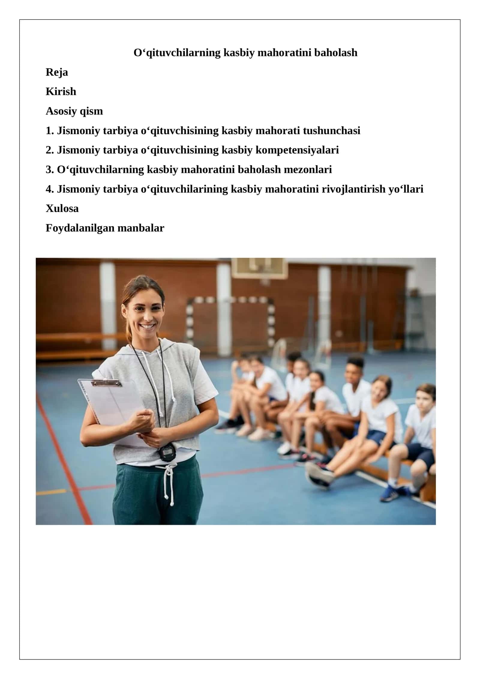 O‘qituvchilarning kasbiy mahoratini baholash