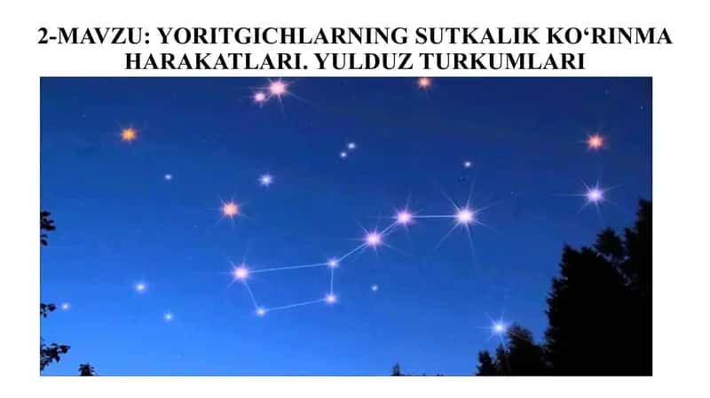 Yoritgichlarning sutkalik ko‘rinma harakati va yulduz turkumlari