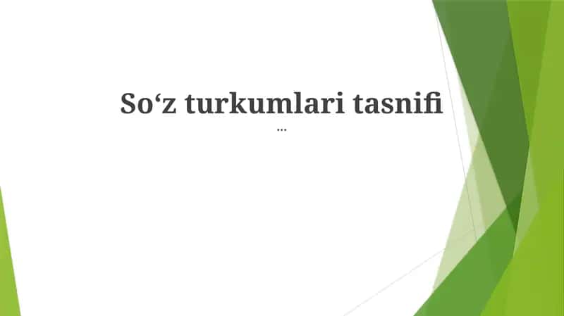 Soʻz turkumlari tasnifi