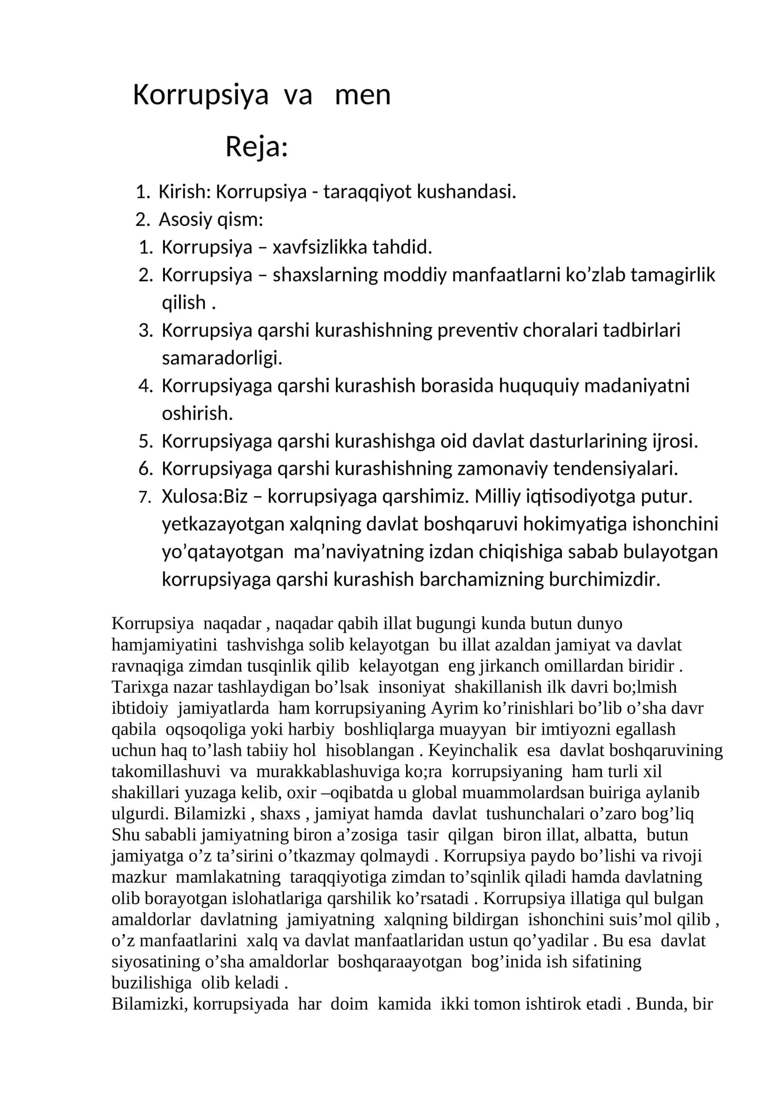 Korrupsiya va men