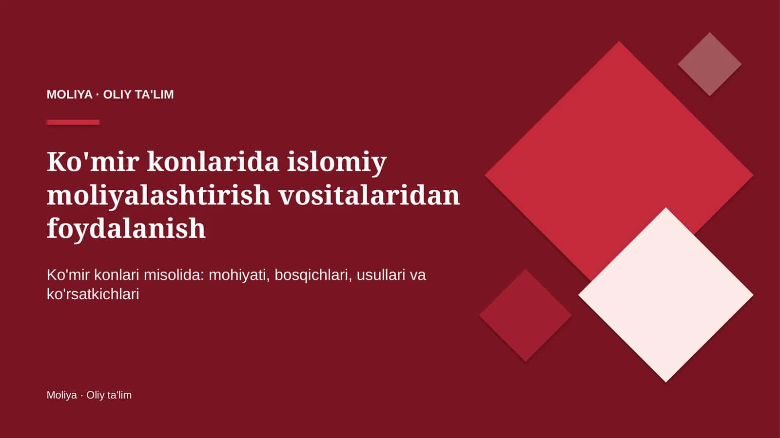 Ko'mir konlarida islomiy moliyalashtirish vositalaridan foydalanish