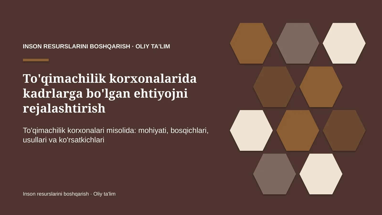 To'qimachilik korxonalarida kadrlarga bo'lgan ehtiyojni rejalashtirish