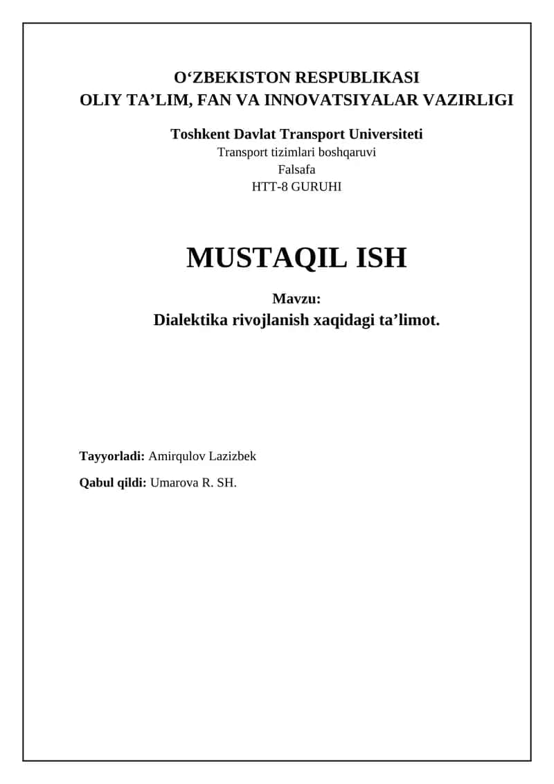 Dialektika rivojlanish ta'limoti