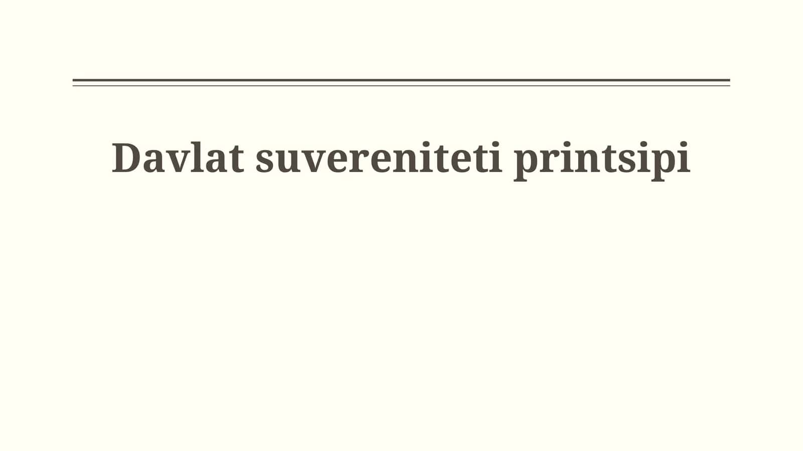 Davlat suvereniteti printsipi