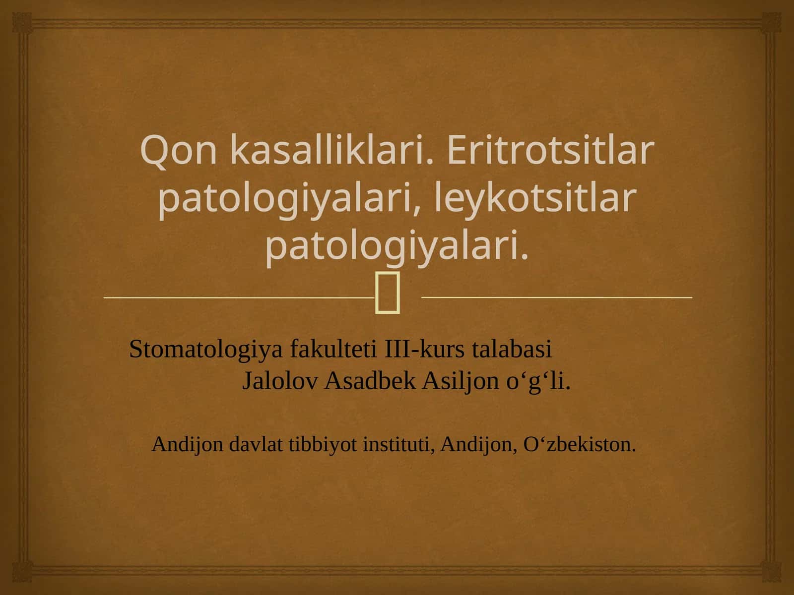 Qon kasalliklari. Eritrotsitlar patologiyalari, leykotsitlar patologiyalari.