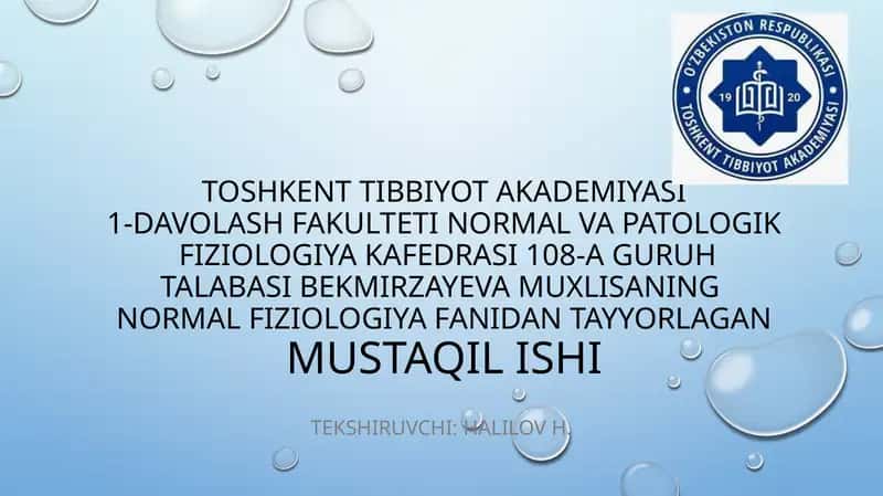 Muxlis Bekmirzayeva "Yurak faoliyatini tekshirish usullari"