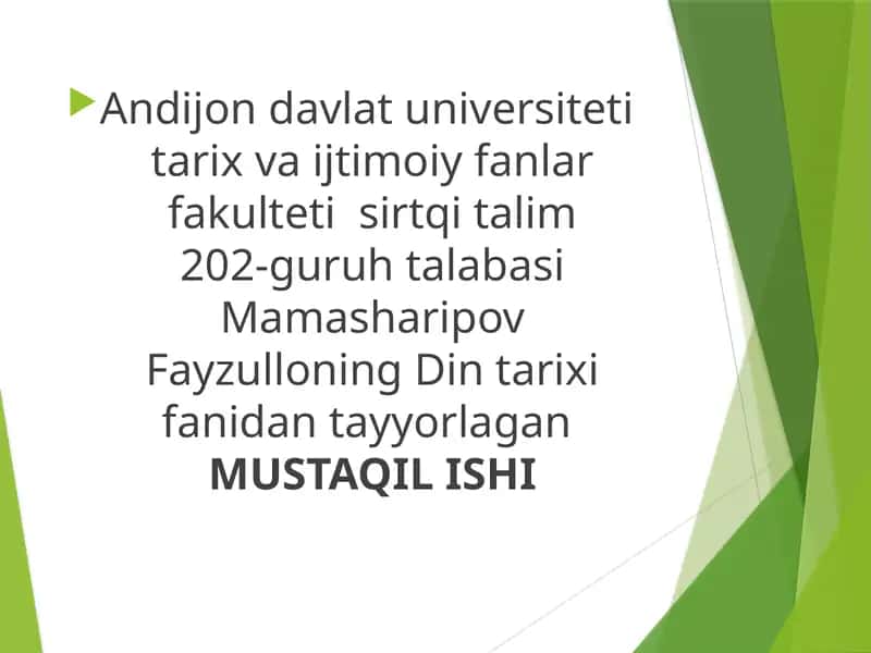 Milliy dinlar tushunchasi va ta'limotlari