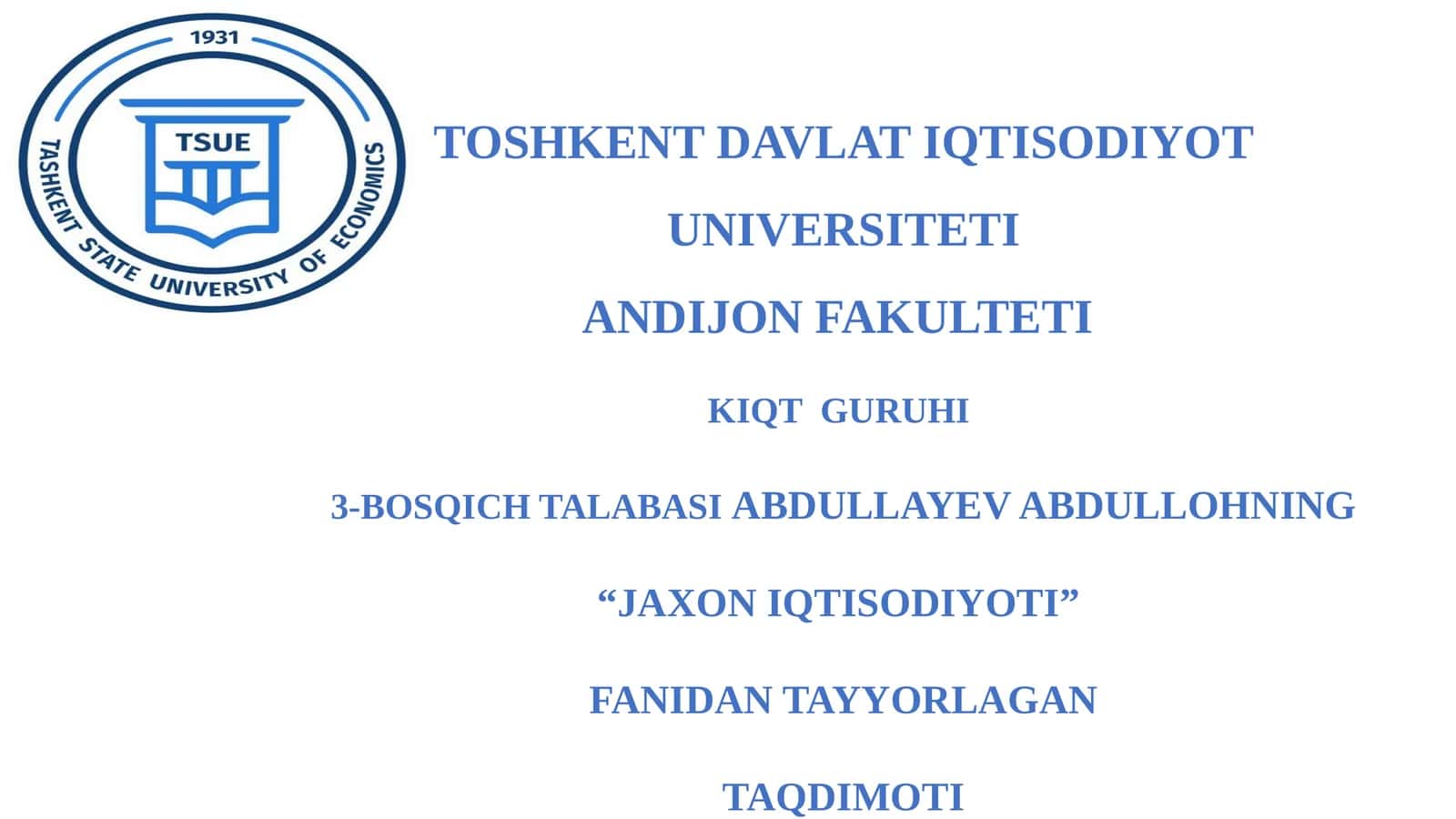 JAXON IQTISODIYOTI