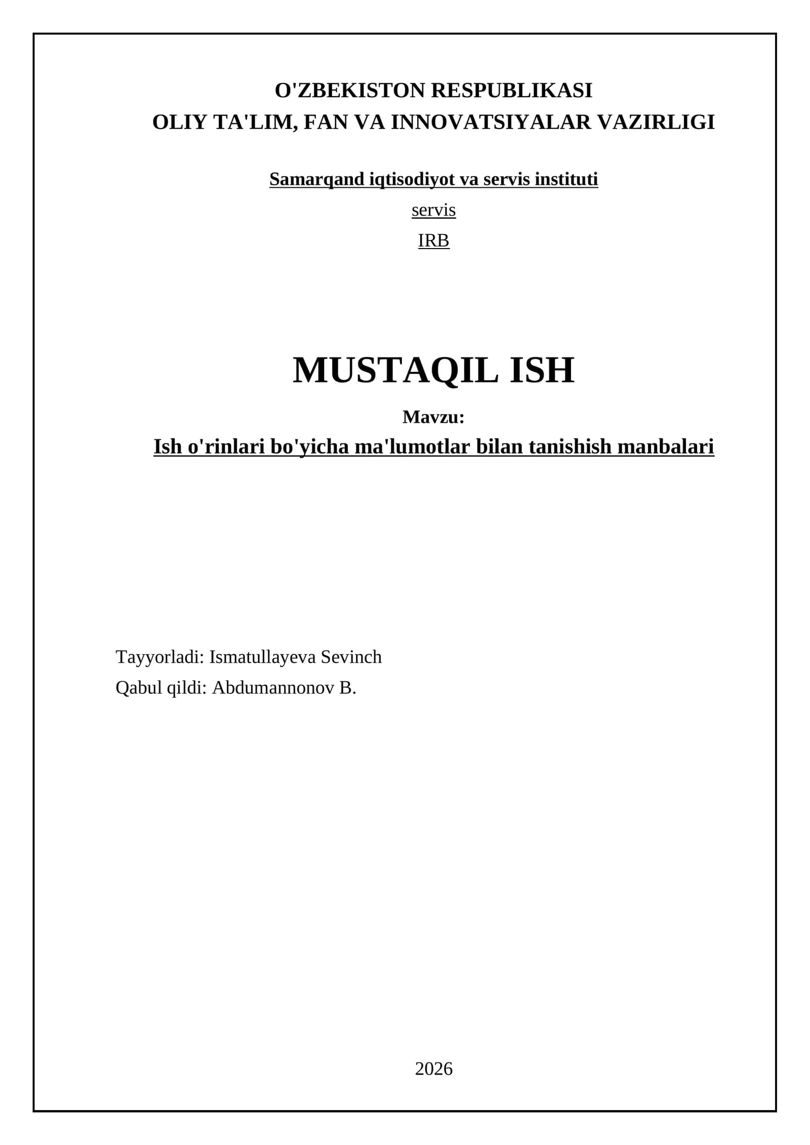 Ish o'rinlari bo'yicha ma'lumotlar bilan tanishish manbalari