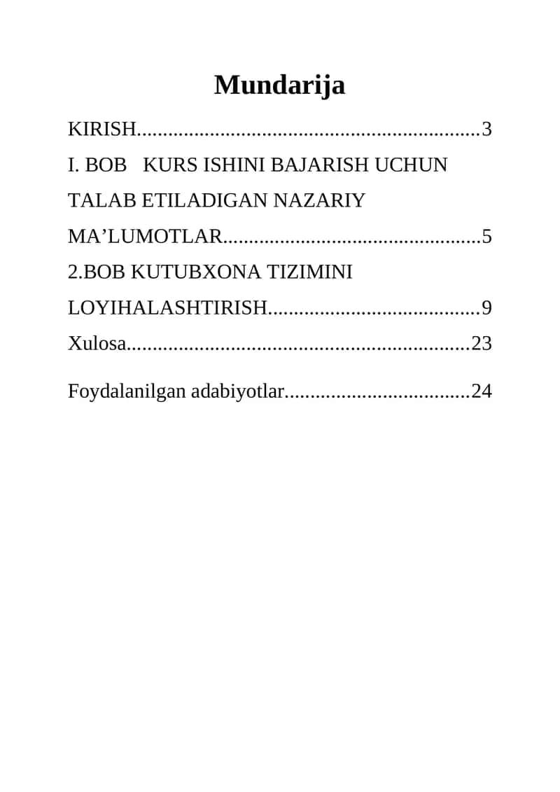 Kutubxona tizimini loyihalash